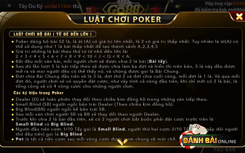 Hướng dẫn luật chơi Poker cho người mới bắt đầu