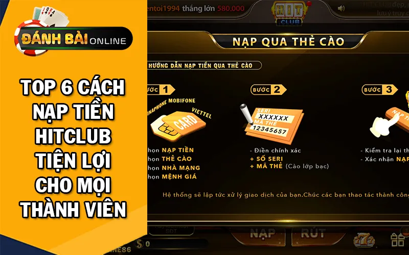 Top 6 cách nạp tiền Hitclub